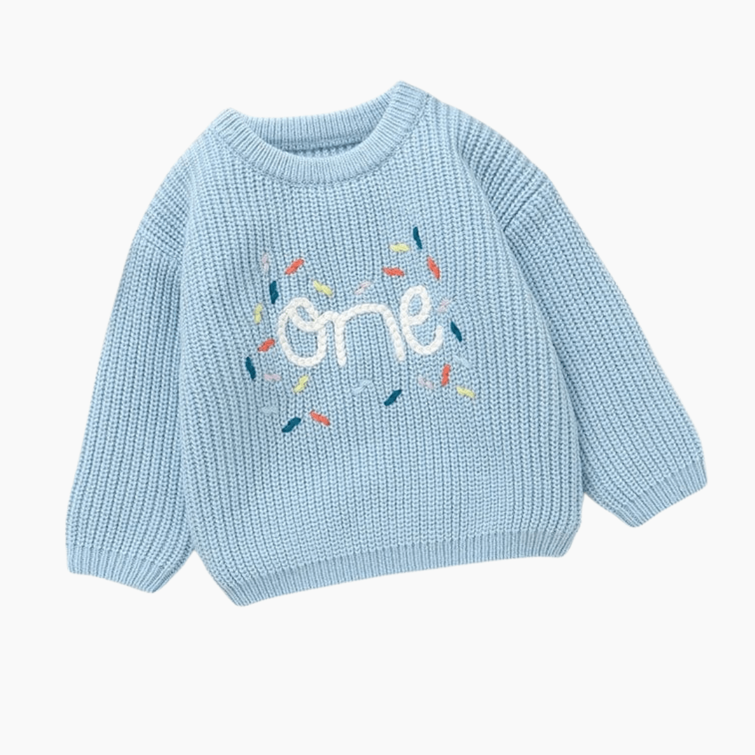 Embroidered One Birthday Sweater