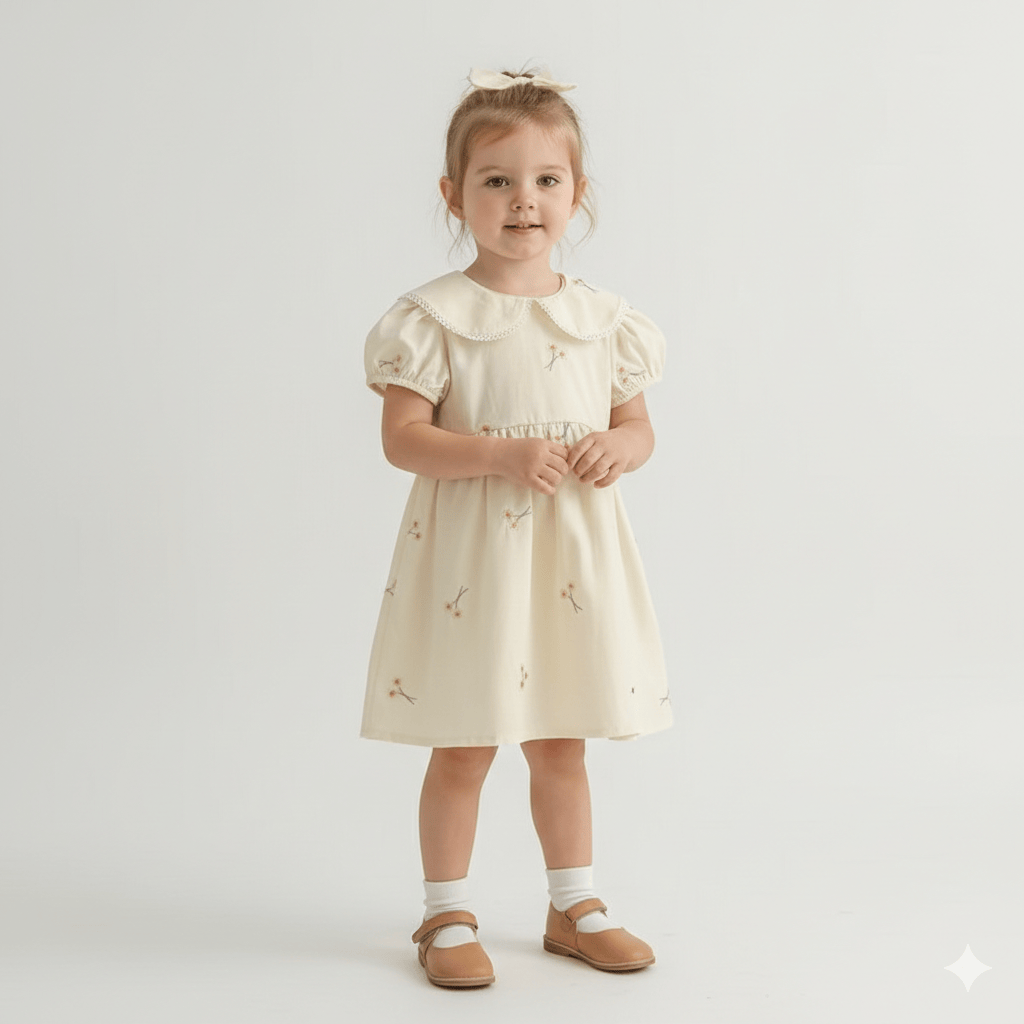 Embroidered Peter Pan Collar Dress