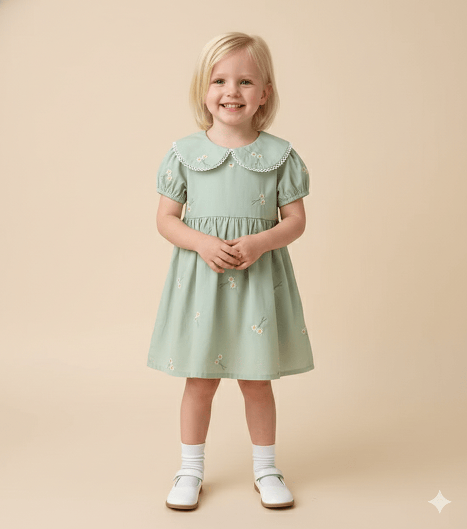 Embroidered Peter Pan Collar Dress