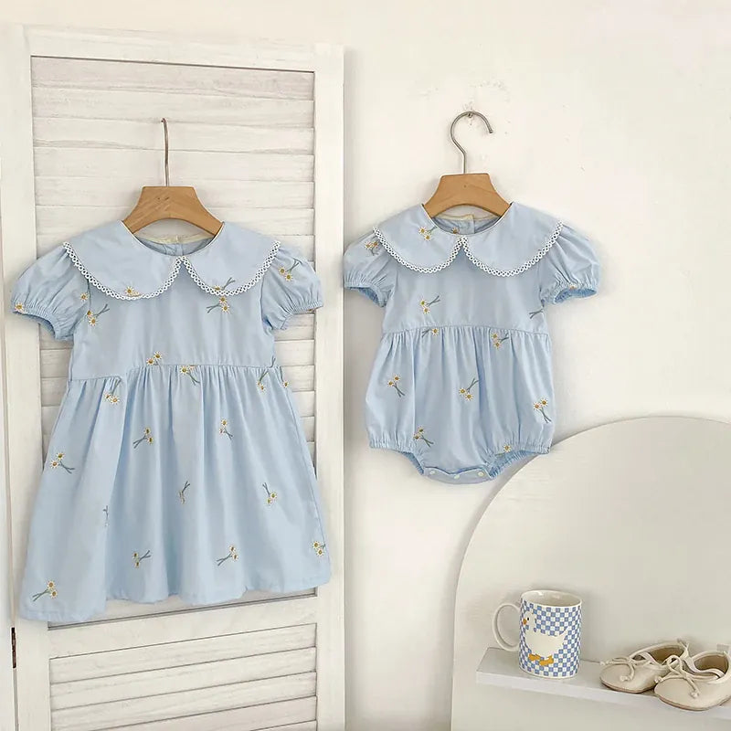 Embroidered Peter Pan Collar Dress