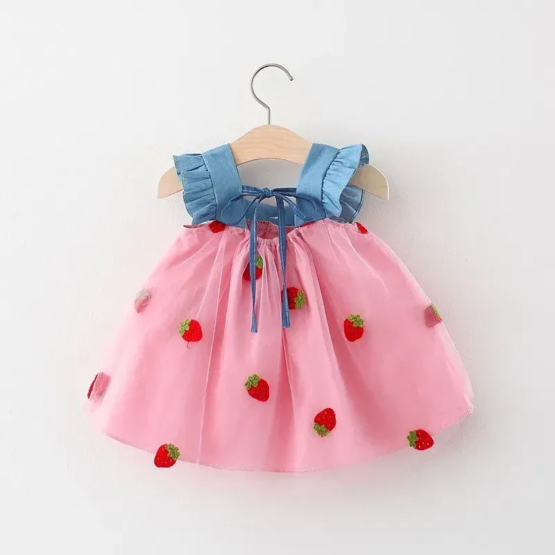 Embroidered Strawberry Cool Princess Dress