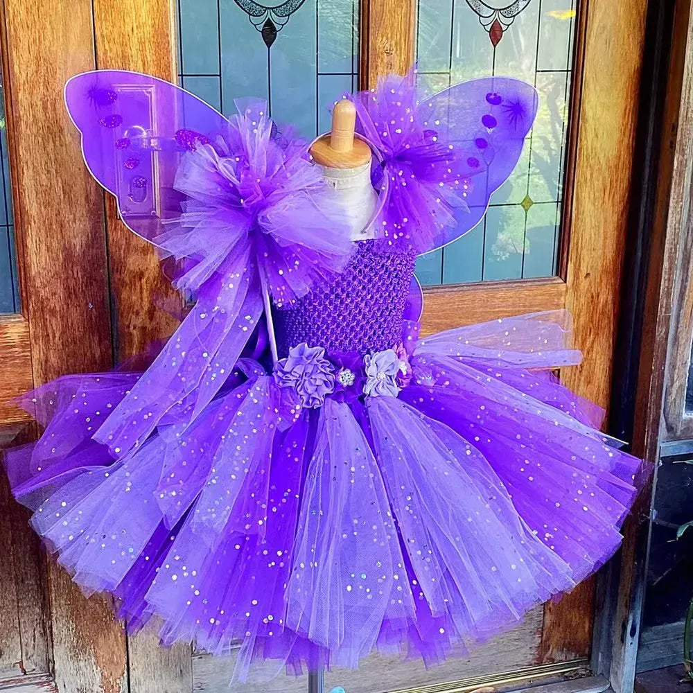 Fairy Costume Tutu Dress with Wings for Girls
