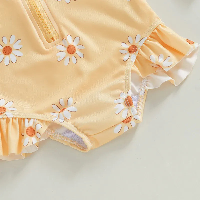 Floral Long Sleeve Rash Guard & Hat Set