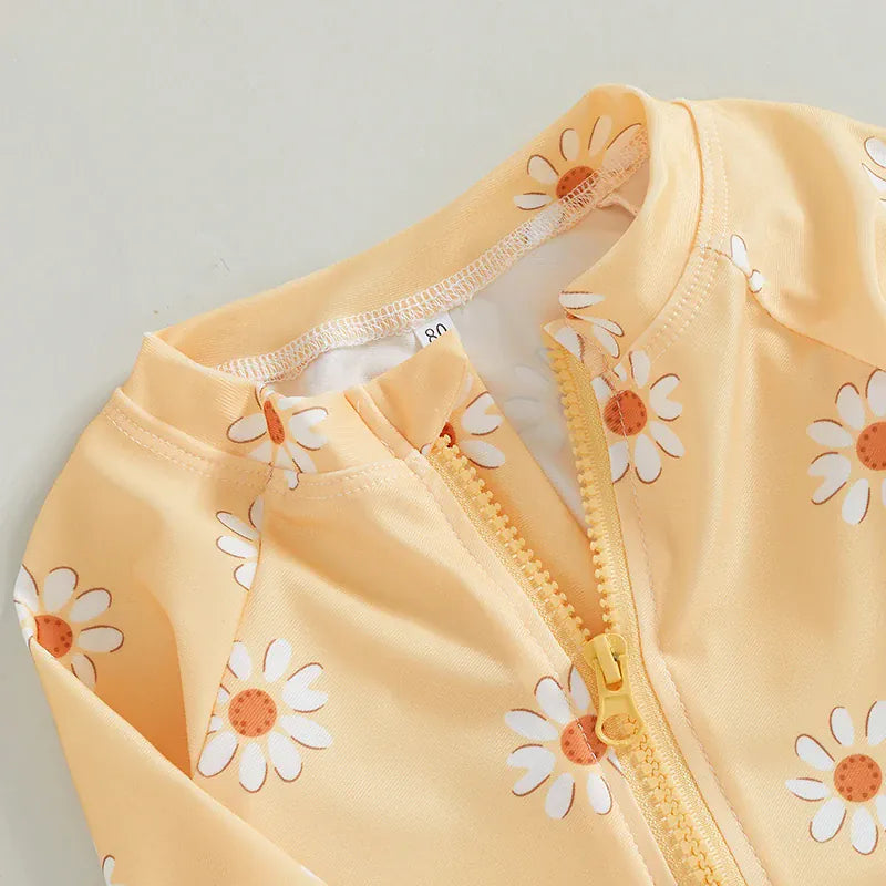 Floral Long Sleeve Rash Guard & Hat Set