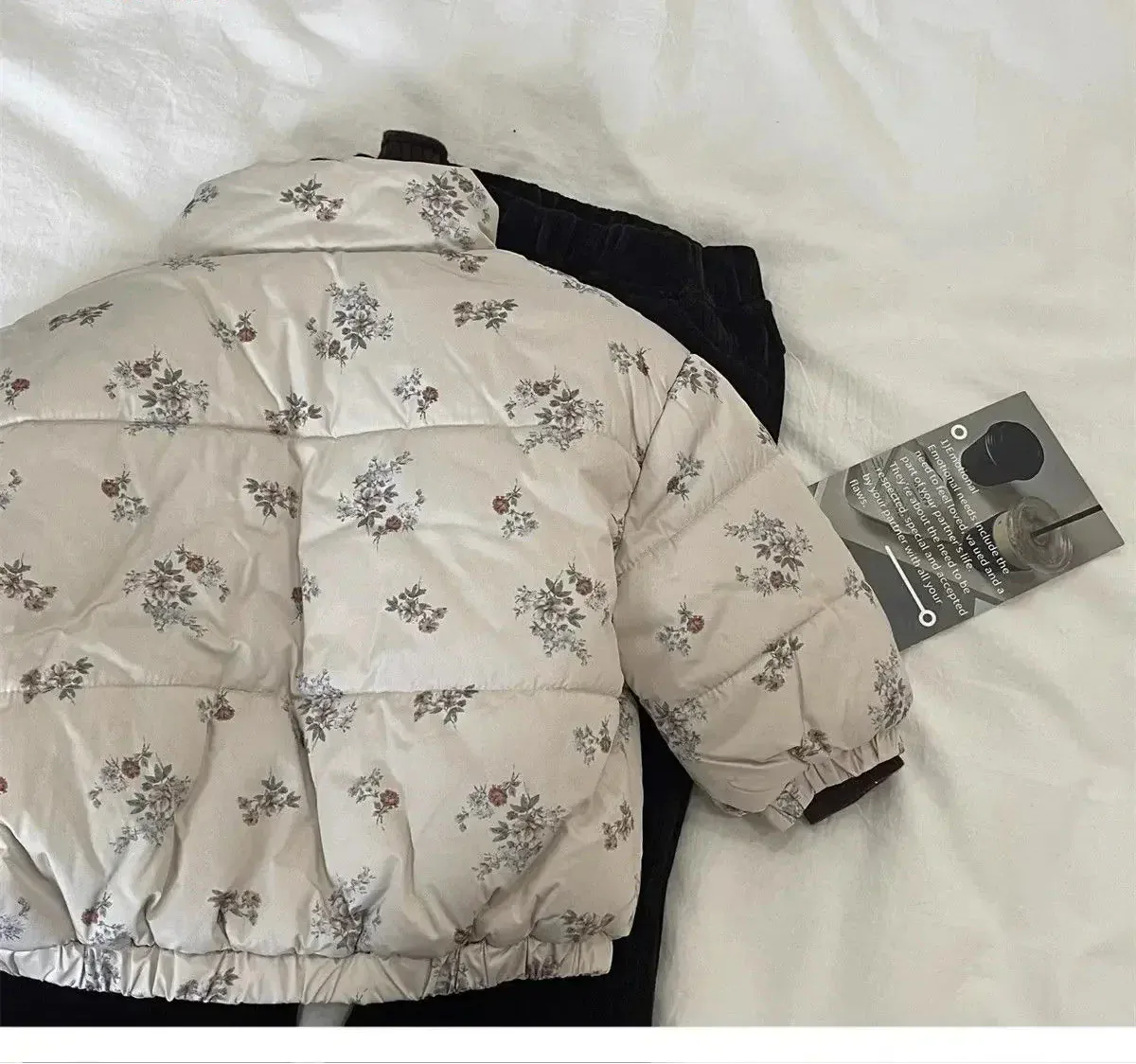 Floral Print Fleece-Lined Puffer Parka