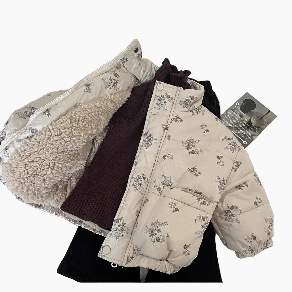 Floral Print Fleece-Lined Puffer Parka