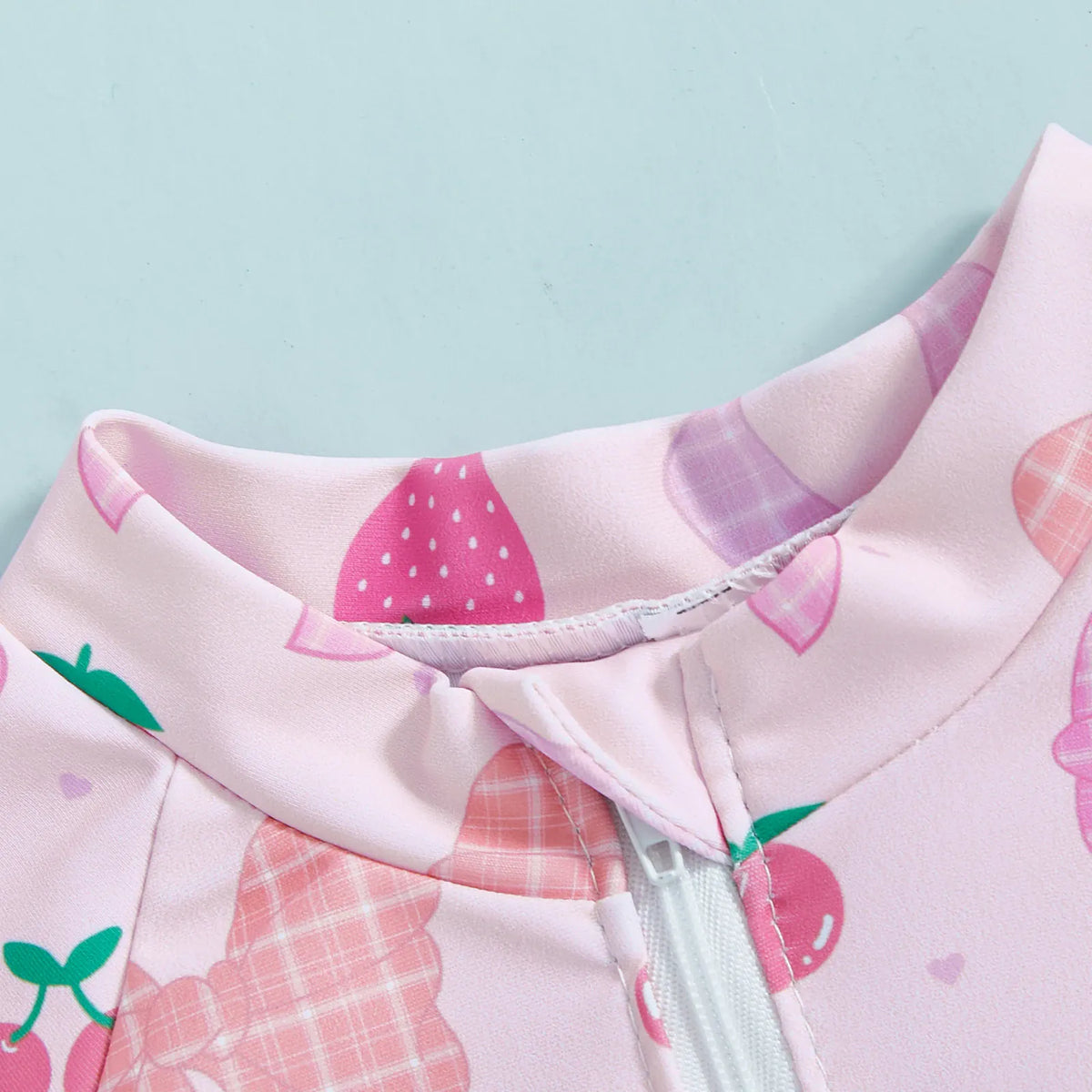 Floral Print Rash Guard & Hat Swimsuit Set