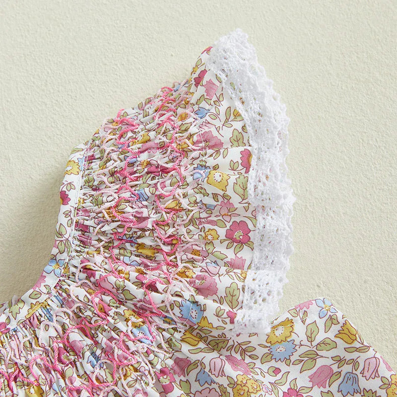Floral Print Ruffle Sleeve Summer Dress
