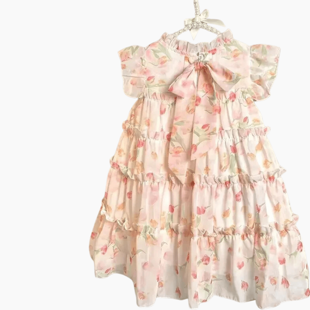 Floral Ruffle Tiered Girls Dress