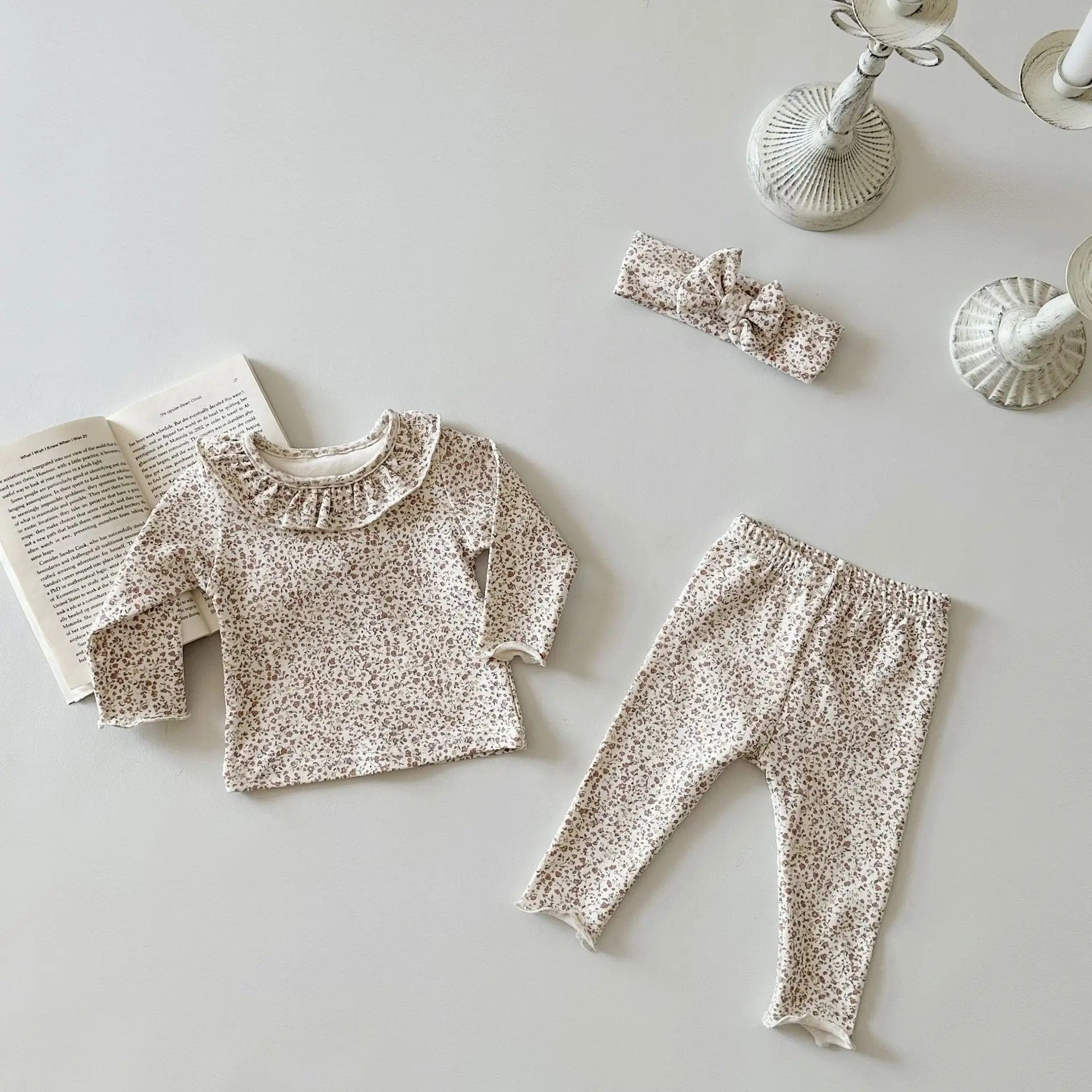 Floral Top with Matching Leggings, Beige / 12M
