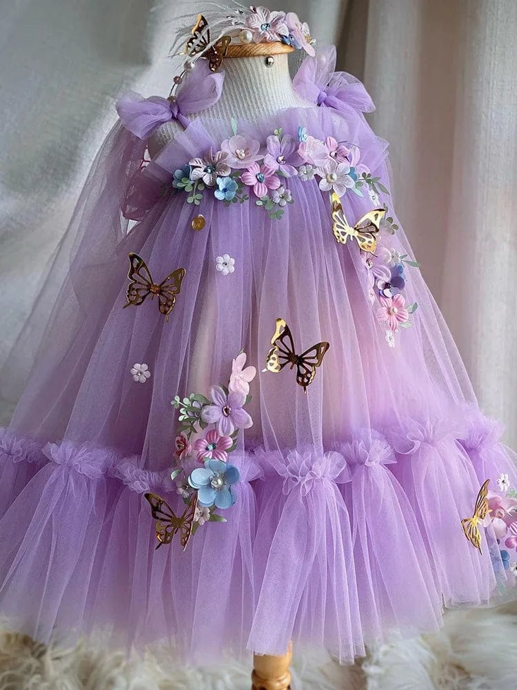 fluffy mesh dress Elegant Floral Mesh Tulle Gown