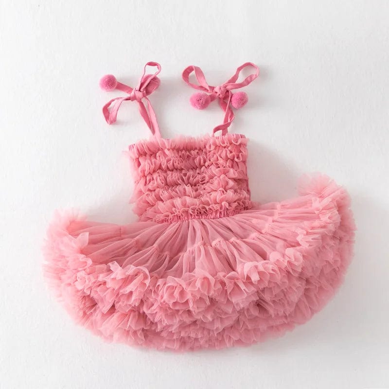Fluffy Mesh Halter Baby Dress