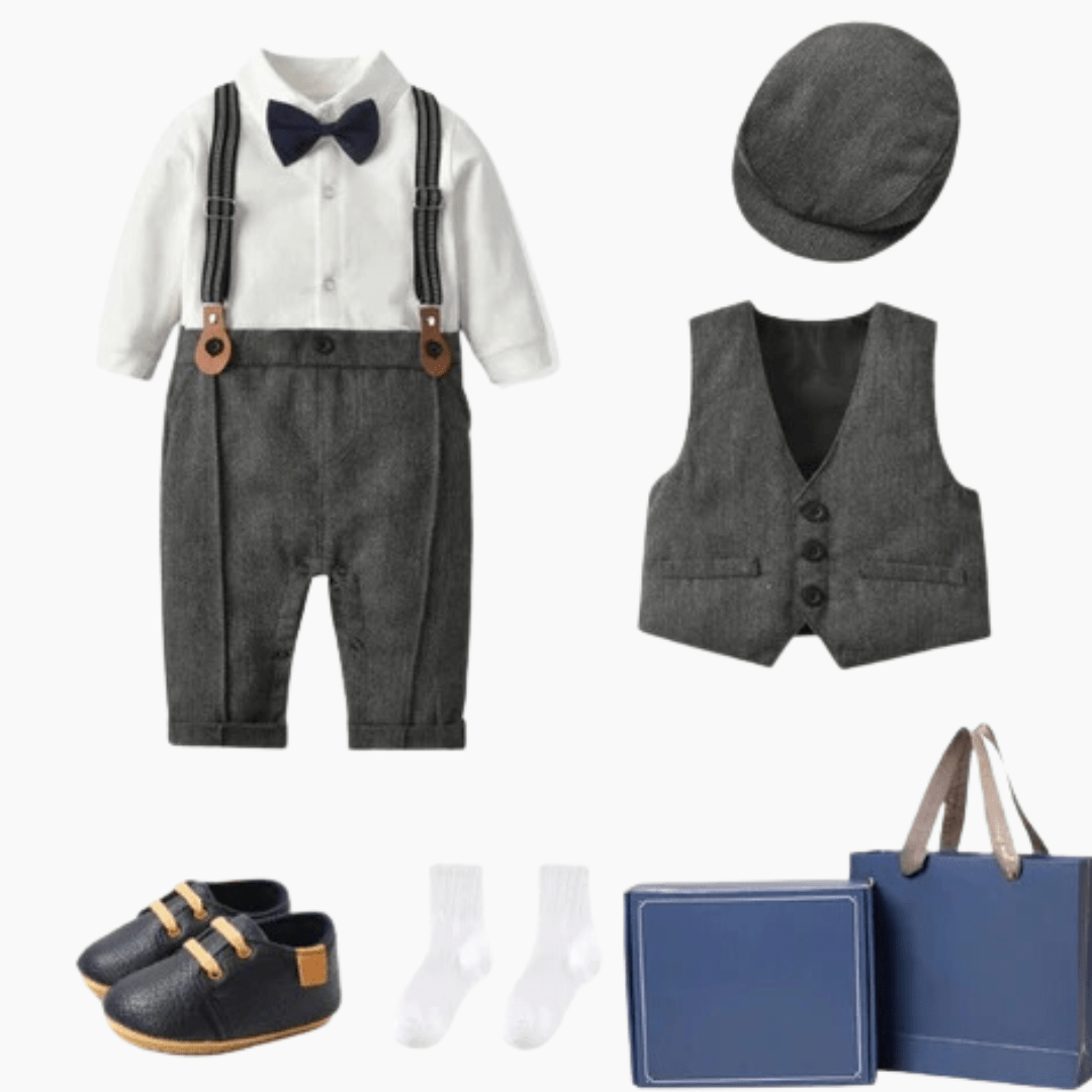 GREY SET / 12M Formal Gentleman Baby Boy Outfit
