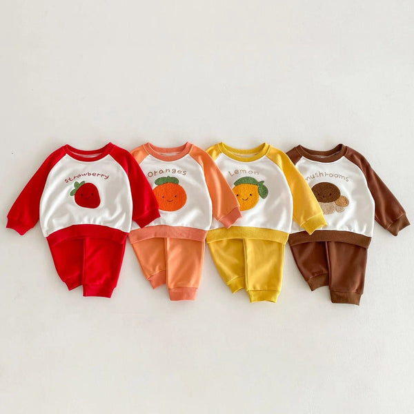 Fruit Pattern Sweatshirt Set - Momorii