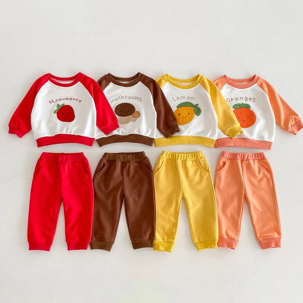 Fruit Pattern Sweatshirt Set - Momorii