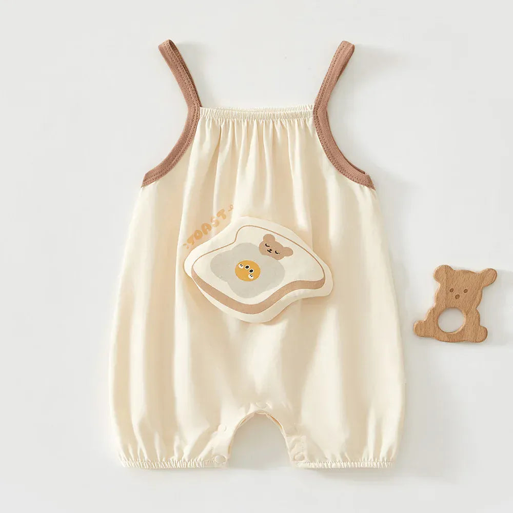 Banana Romper (Brown Trim) / 3-6M Fruit Print Baby Romper