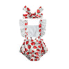 B / 6M Fruit Print Backless Ruffles Short Sleeve Jumpsuits