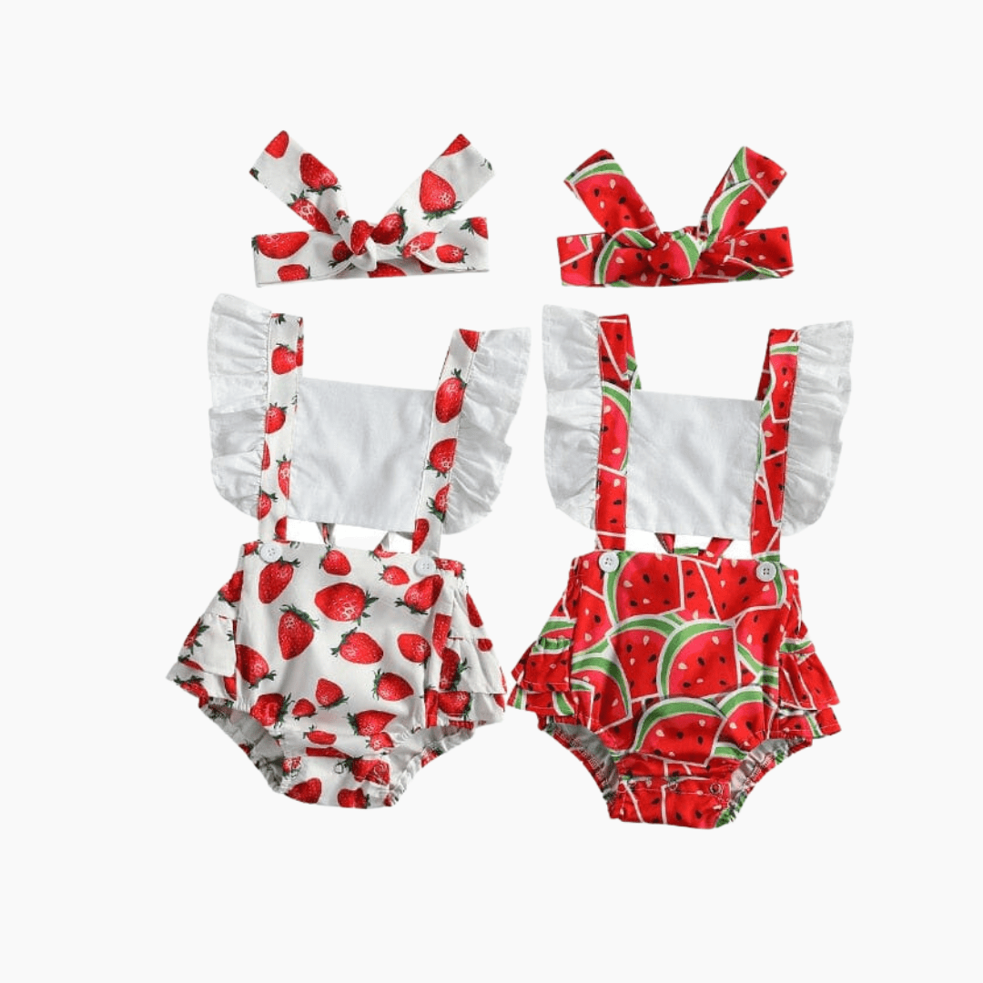 Girl's Clothing Fruit Print Ruffles Baby Romper
