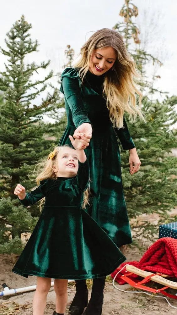 Matching Mother Daughter Velvet Dresses Momorii