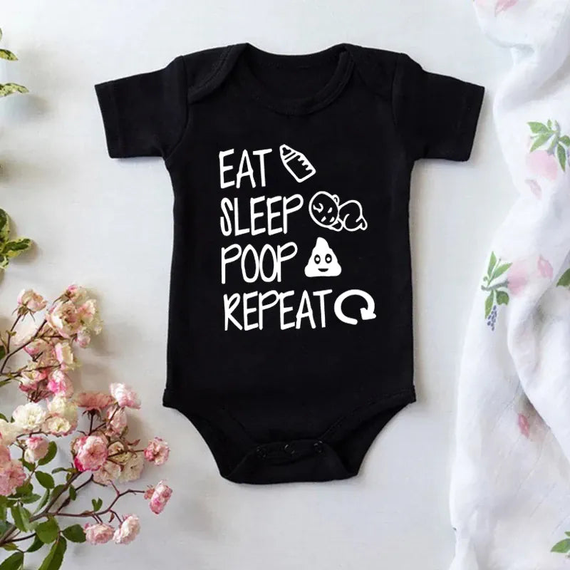 Funny "Eat Sleep Poop Repeat" Newborn Baby Romper