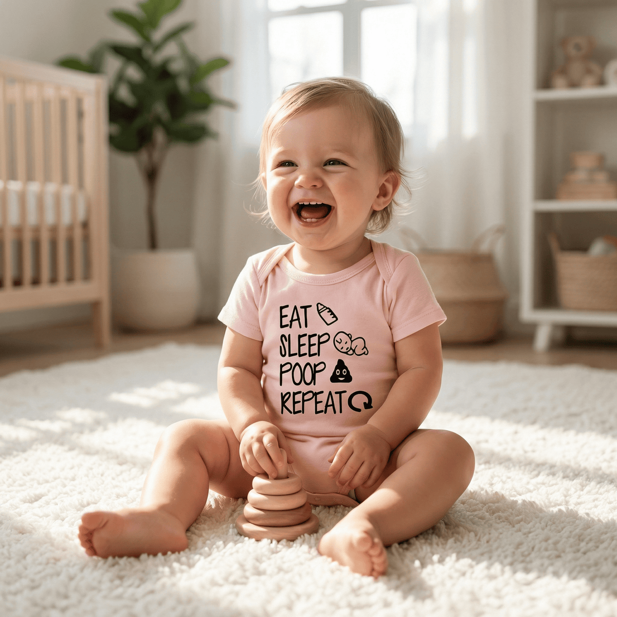 Funny "Eat Sleep Poop Repeat" Newborn Baby Romper