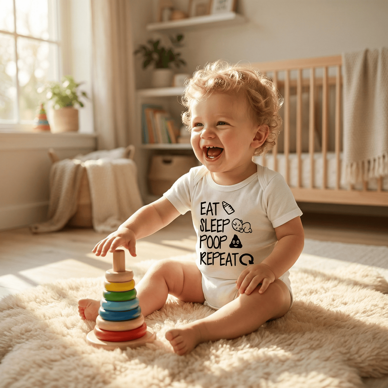 Funny "Eat Sleep Poop Repeat" Newborn Baby Romper