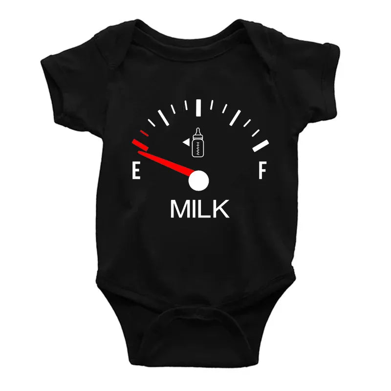 Black / 03M Funny Milk Gauge Baby Onesie