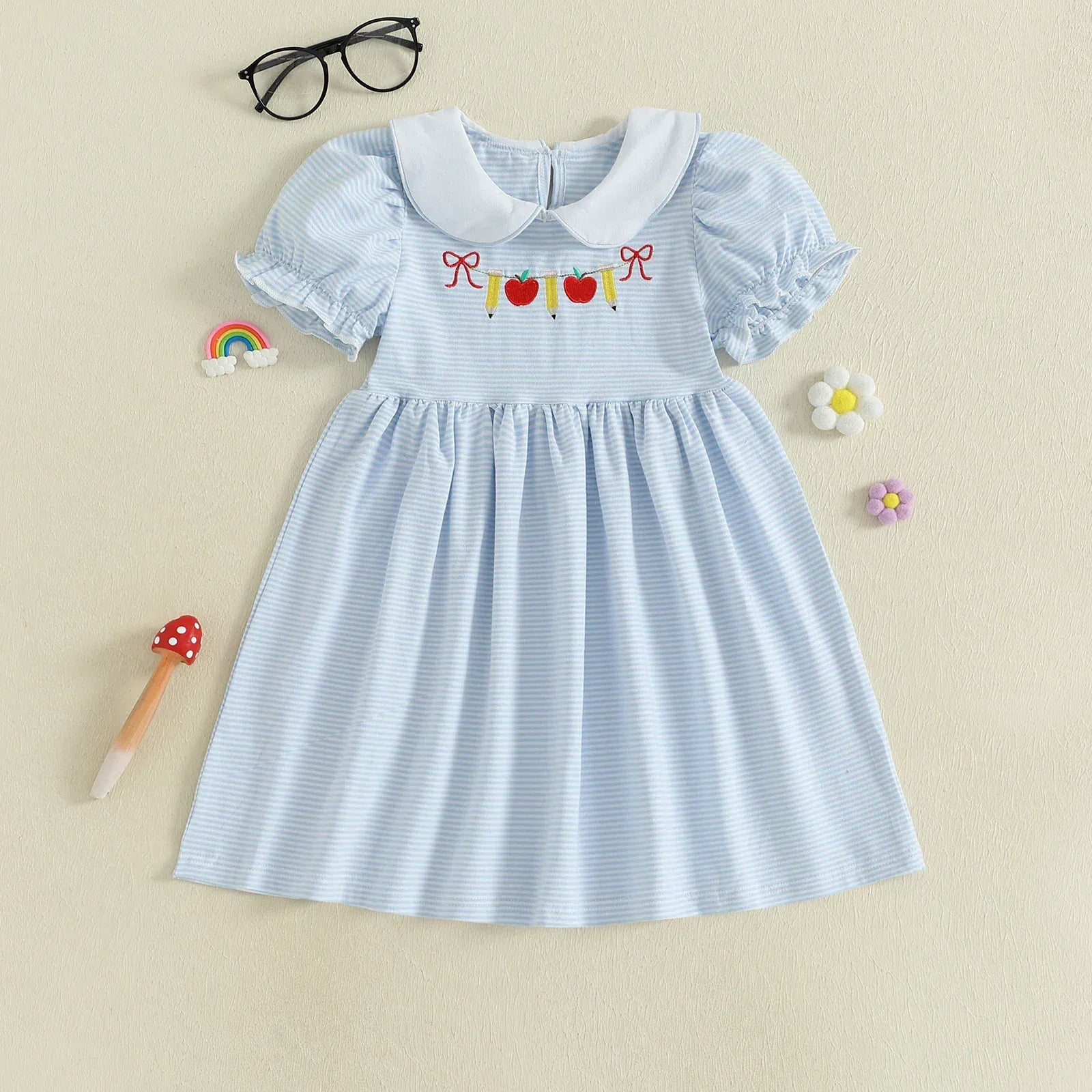 Girl Back to School Dress Striped