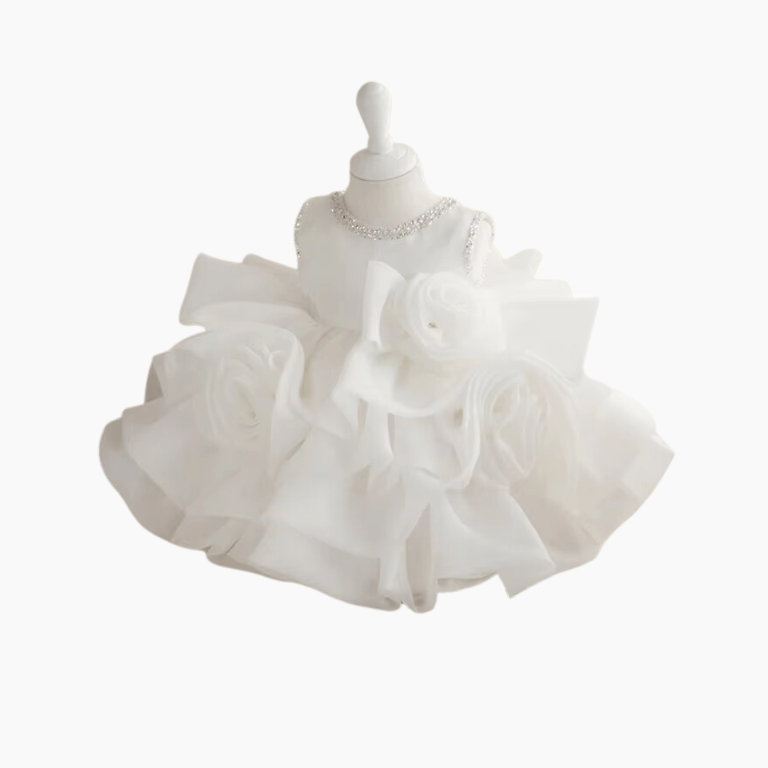 Baby &amp; Toddler Girl Baptism Gown with Floral Layers