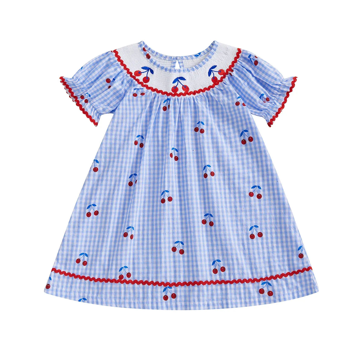 Cherry / 18-24M Girl Embroidered Summer Dress