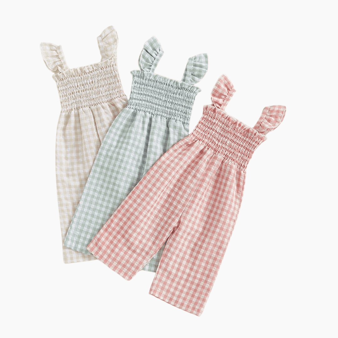 Girl Gingham Ruffle Jumpsuit