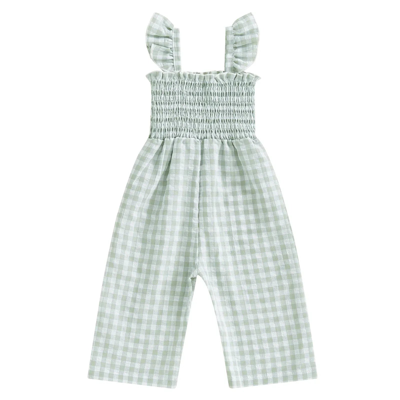 Mint Green / 6-12M Girl Gingham Ruffle Jumpsuit