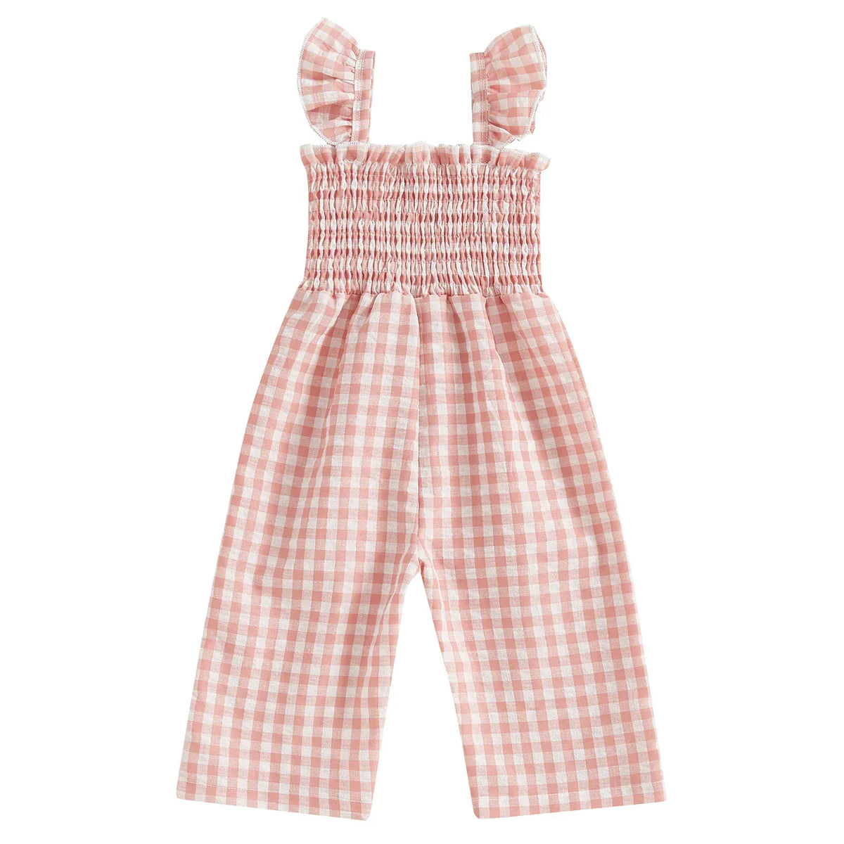 Peach Pink / 6-12M Girl Gingham Ruffle Jumpsuit