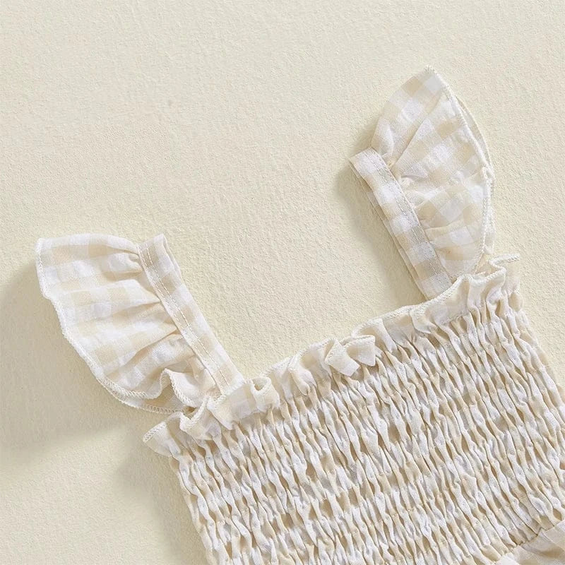 Girl Gingham Ruffle Jumpsuit