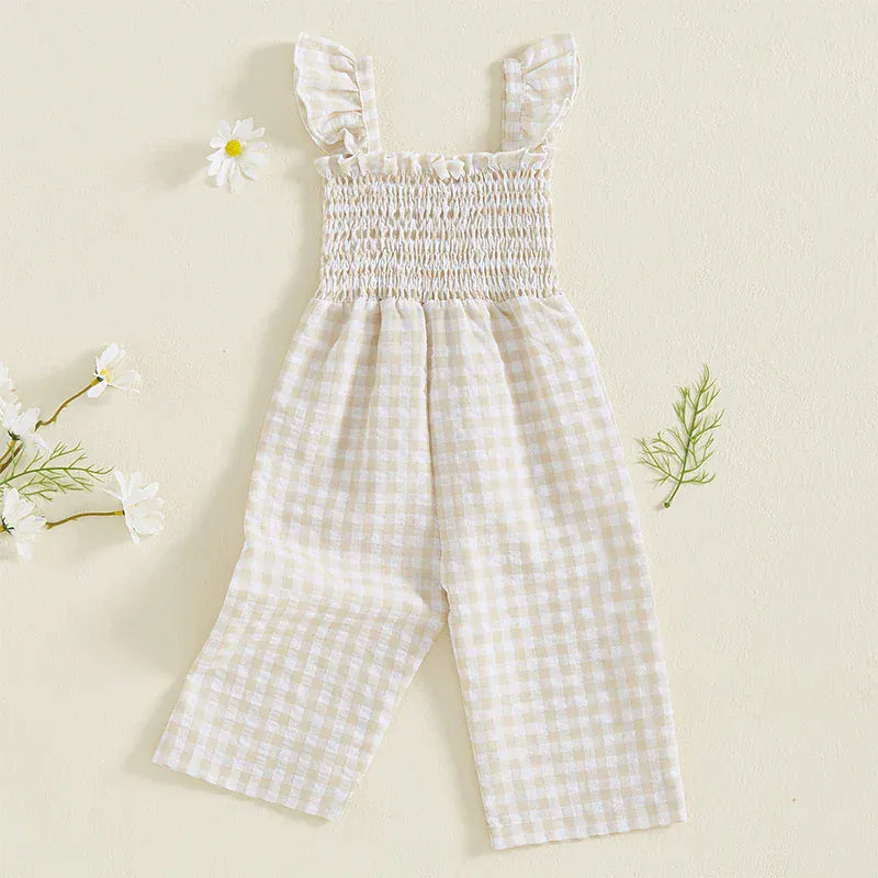 Girl Gingham Ruffle Jumpsuit