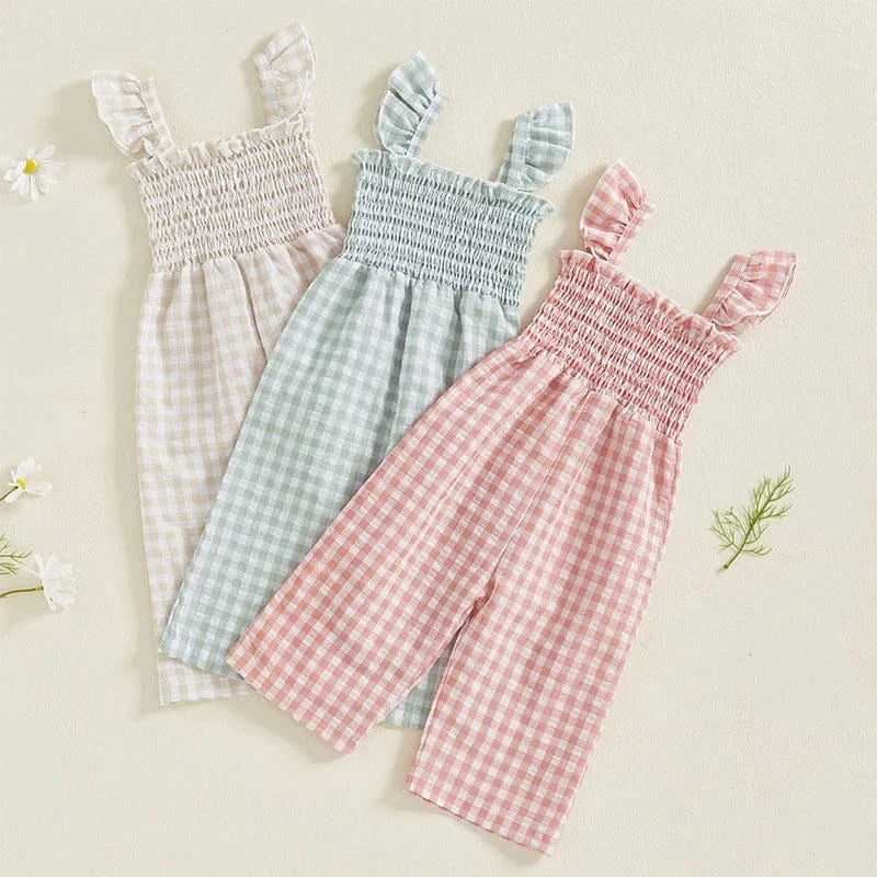Girl Gingham Ruffle Jumpsuit