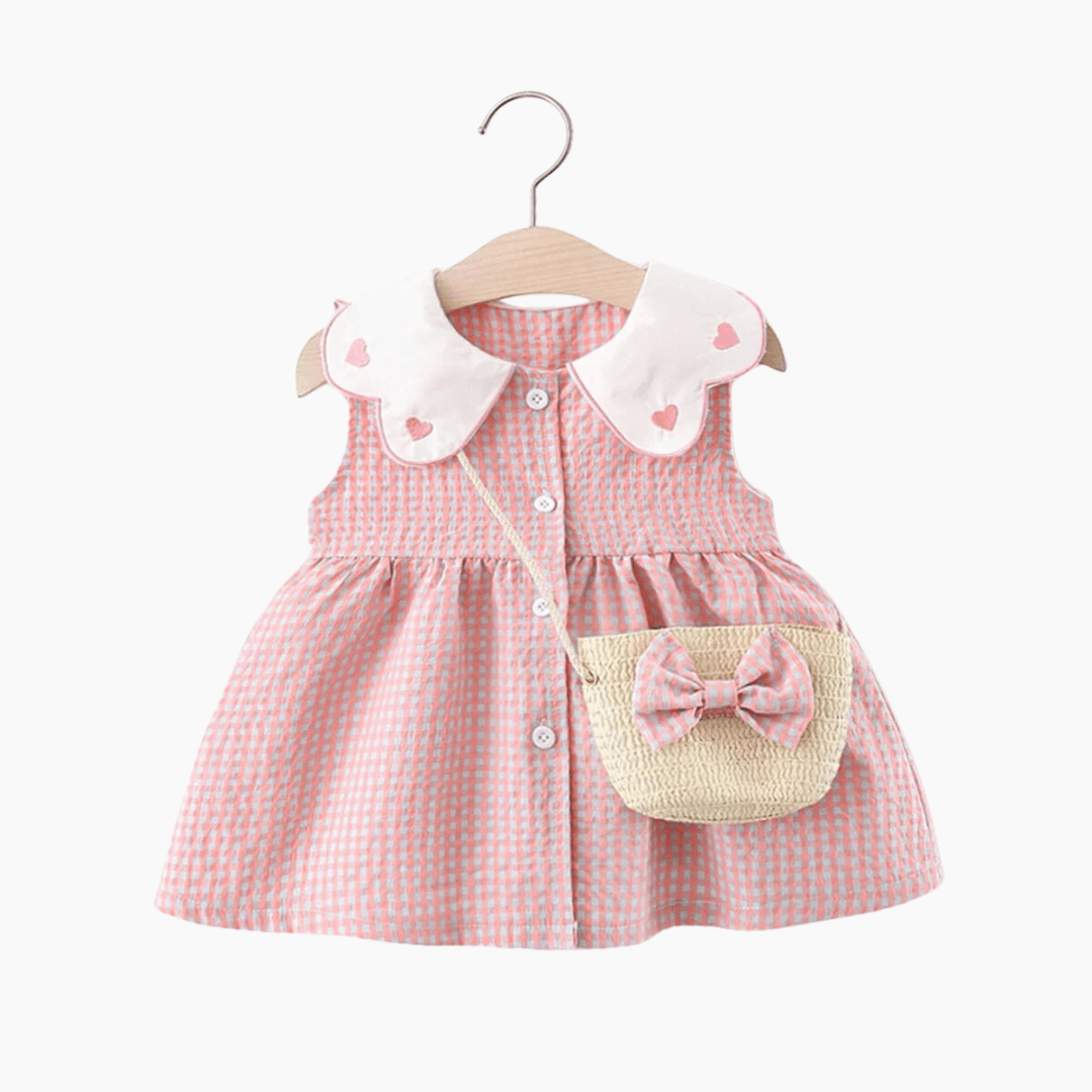 Girl&#39;s Clothing Girl Gingham Sleeveless Dress and Backpack Set