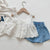 Girl Lace Crop Top & Denim Shorts Set