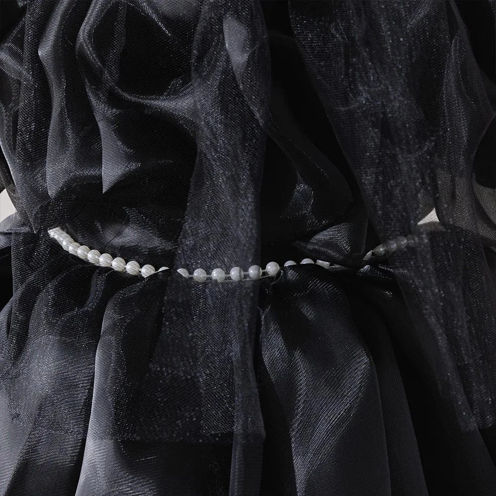 Girl's Black Couture Party Dress with Rosettes