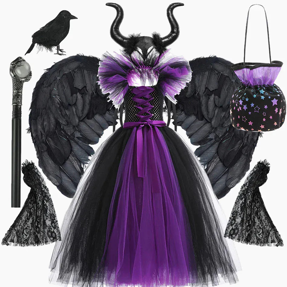 Girl's Dark Fairy Costume - Momorii Girl's Dark Fairy Costume - Momorii