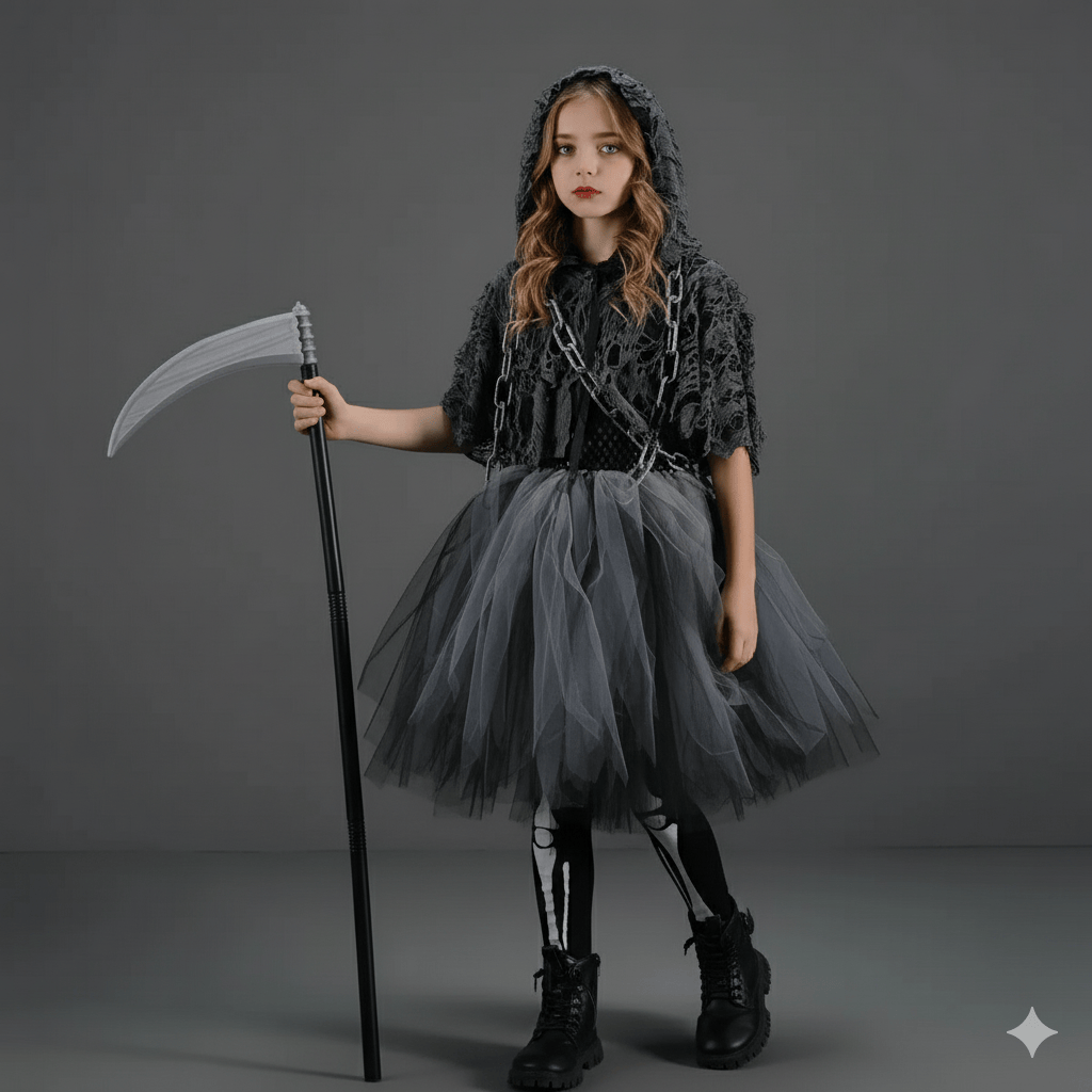 Girl's Gothic Reaper Deluxe Costume Set