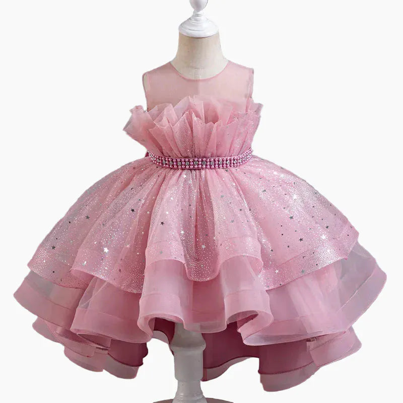 Red / 2-3T Girl's High-Low Tulle Dress