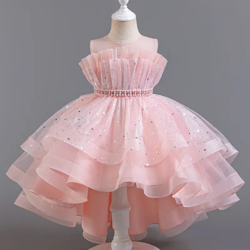Pink / 2-3T Girl's High-Low Tulle Dress