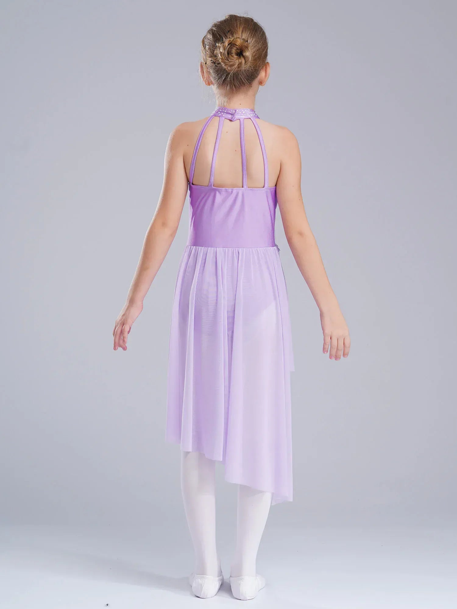 Girl's Lyrical Dance Dress with High-Low Skirt