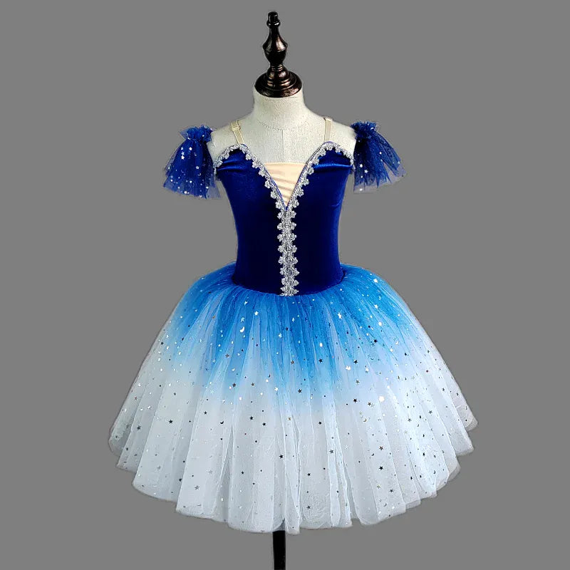 Blue / 4T Girl's Performance Ballet Tutu with Velvet Bodice