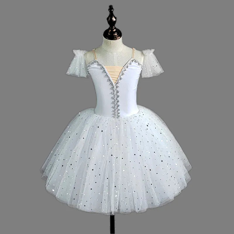 White / 6T Girl's Performance Ballet Tutu with Velvet Bodice