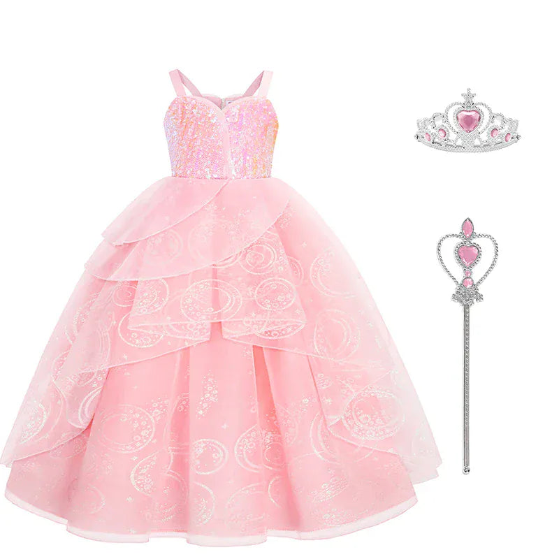 Dress + Tiara + Wand / 3-4T Girl's Pink Princess Ball Gown