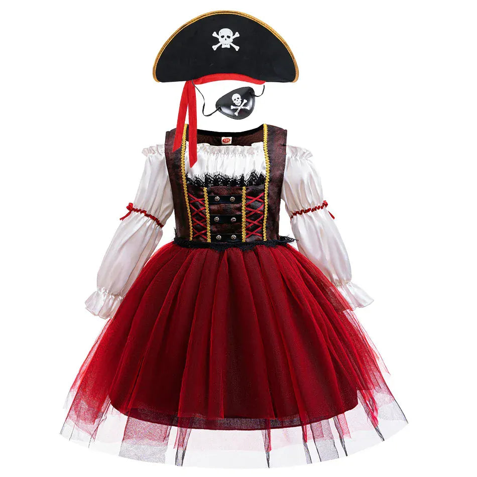 Pirate Girl Dress with Headscarf / 2-3T Girl's Pirate Princess Costume - Halloween Adventure Dress