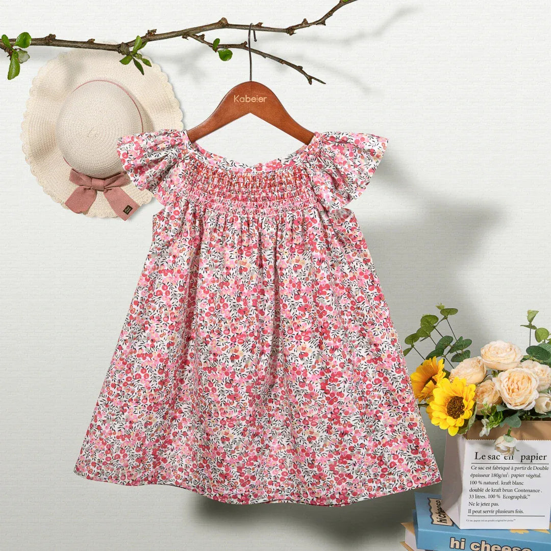 Sunshine Yellow Floral / 12M Girl Summer Floral Smocked Dress