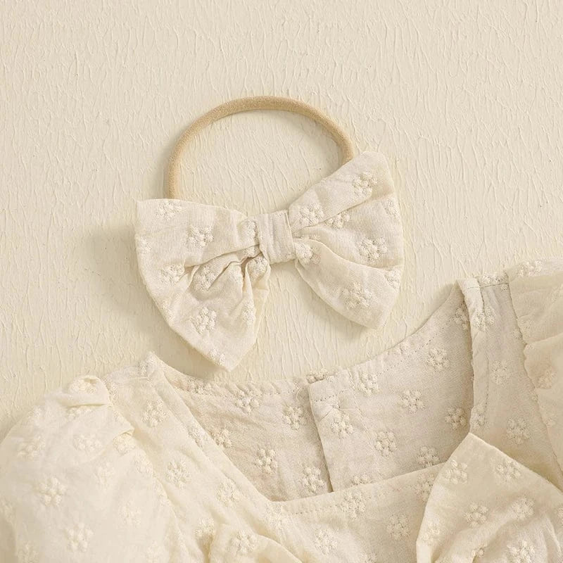 Girl Summer Romper with Bow Headband